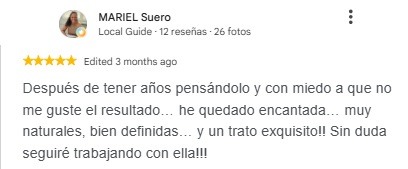 Reseña de Google de una clienta de Sadelva Valencia
