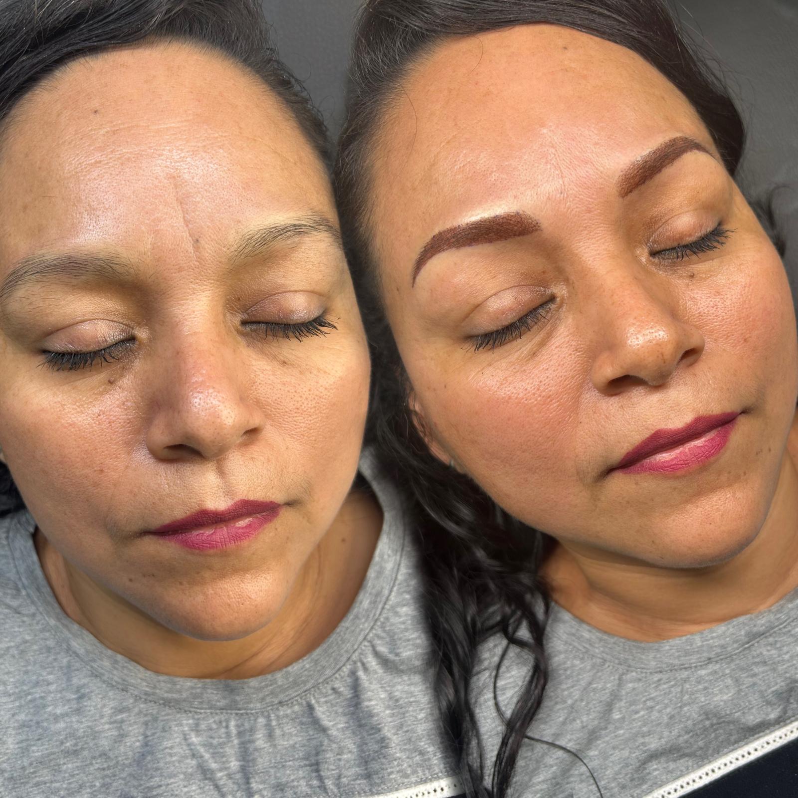 Antes y después de microblading en Sadelva Valencia